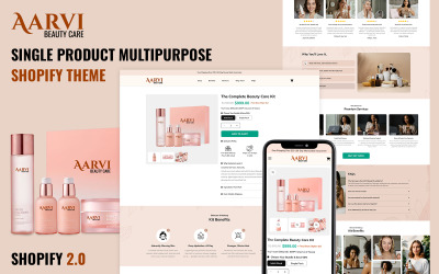 Aarvi - багатоцільова тема Shopify для одного продукту та косметики