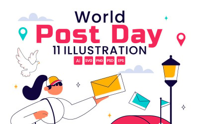11 Illustration för Världspostdagen