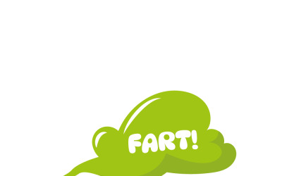 Stinky Fart Cartoon Icon: Green Gas Cloud Bad Smell Illustration