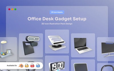3D图标包 – 现代办公室技术设置