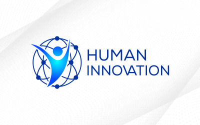 Logo de l&amp;#39;innovation humaine, logo du monde technologique, logo de la technologie humaine, technologie du globe circulaire humain numérique