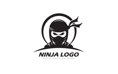 Modello di logo Ninja moderno: design mascotte audace e dinamico per marchi di tecnologia, giochi e sicurezza