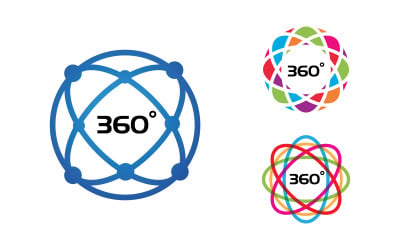 360-Grad-Ansicht, Vektorillustration, Logo-Vorlage v1.1