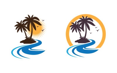 Palmiye ağacı yaz plajı tatil simgesi çizimi v1.5