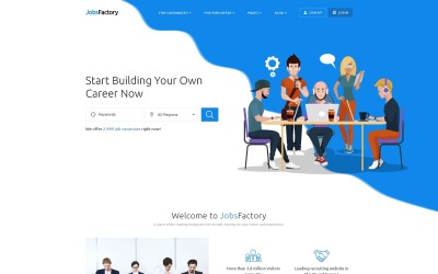 JobsFactory - Jobbportal HTML5-webbplatsmall för flera sidor