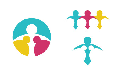 Human care Love adoption group network and social logo design v1.55