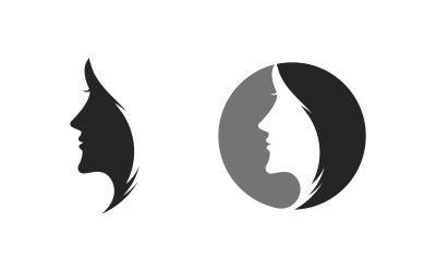 Illustrazione del logo del personaggio del volto di donna con capelli di bellezza v1.36