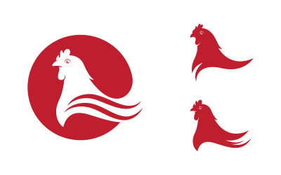 Kırmızı Tavuk Kızarmış konsept logo illüstrasyon tasarım şablonu v1.3
