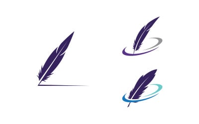 Pen feather writer logo illustration template design v2.18