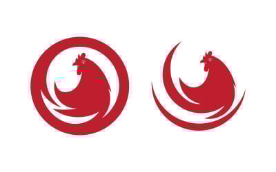 Red Chicken Fried concept logo illustration design template v1.1