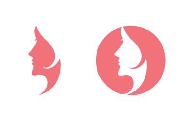 Skönhet Hår Kvinna ansikte karaktär logotyp illustration v1.35