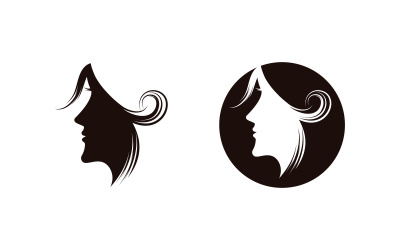 Ilustracja logo z wizerunkiem kobiety o pięknych włosach v1.33