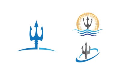 Modèle de logo vectoriel d&amp;#39;icône de guerrier en armure trident v1.9