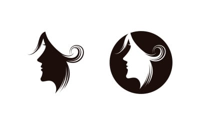Skönhet Hår Kvinna ansikte karaktär logotyp illustration v1.33