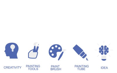 Artistic Painting Supplies Icon Collection: Brushes, Palette, Tubes
