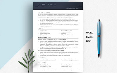 Clean Resume Template | 2-Page Professional CV for Word, Pages &amp;amp; Google Docs