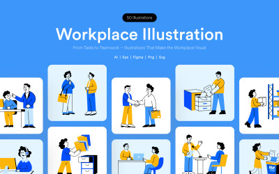 Arbetsplatsillustrationer Konstuppsättning