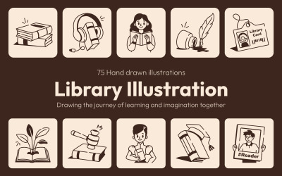 Bibliothekszeichnungs-Illustrationsset