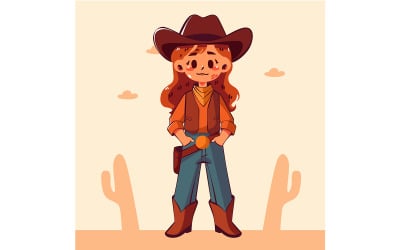 Cartoon Girl Dressed As a Cowgirl