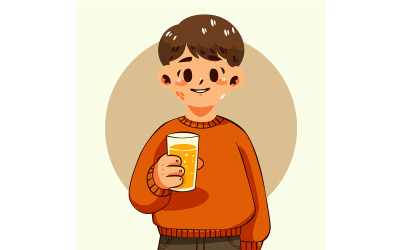 "FREE" Illustration of a Man Holding Beer