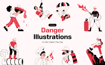 Gefahr Illustrationen Kunst Set