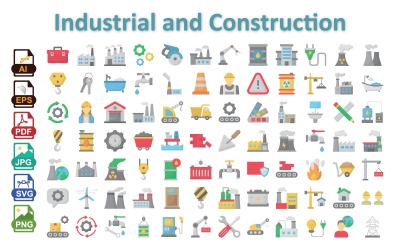 Industrial &amp;amp; Construction Vector Icon Set – Tools, Machinery &amp;amp; Safety Essentials