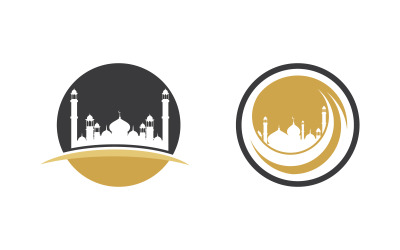 Modèle de conception de logo vectoriel islamique de mosquée v3.7