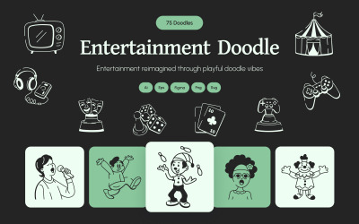 Underhållning Doodle Ikonuppsättning