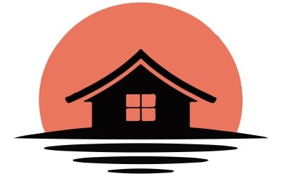 A minimalist logo design house silhouetted