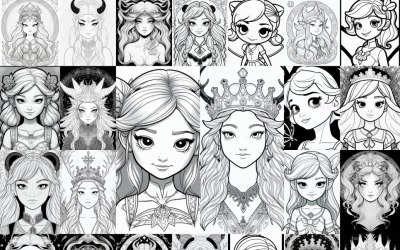 Collection de portraits de princesses enchantées : 24 modèles uniques