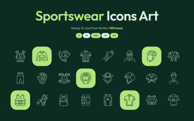 Conjunto de arte de iconos de ropa deportiva moderna