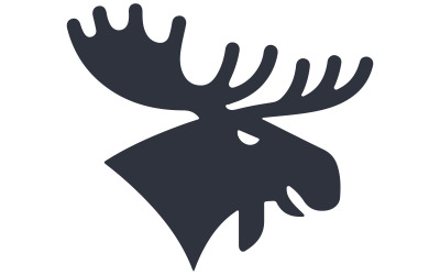 Moose head illustration in a dark grey silhouette