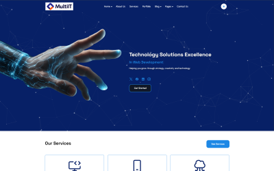 MultiIT - Responsiv webbplatsmall för mångsidiga IT-lösningar och företagstjänster