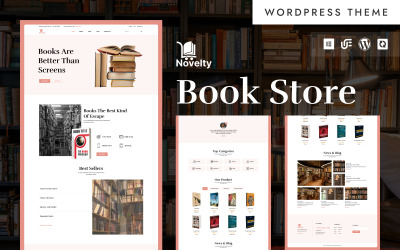 Novelty - Modern bokhandel och bibliotek WordPress Elementor-tema