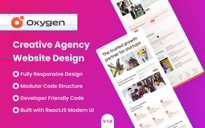 Oxygen - Modello di sito web per agenzia creativa ReactJS