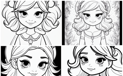 Sweet Girls Coloring Collection - 4 Adorable Characters