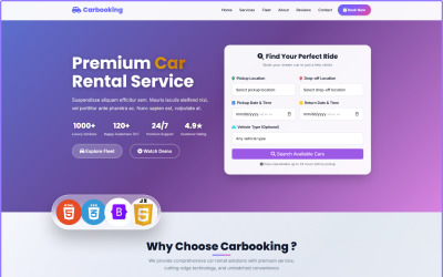 Carbooking - 高级汽车租赁和预订服务 Html 登陆模板