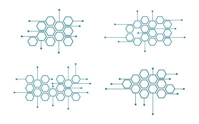 Modèle de conception d&amp;#39;illustration d&amp;#39;icône de molécule scientifique v1.7