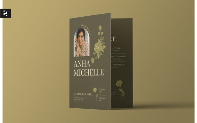 Programme funéraire minimaliste et floral vert