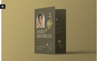 Zöld virágos minimalista temetési program