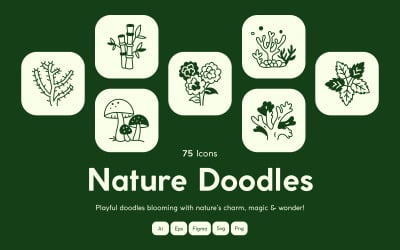 Modern Nature Doodle Icon Set