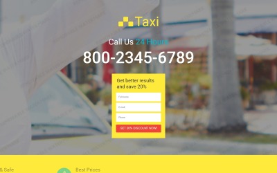 Szablon responsywnej strony docelowej Taxi