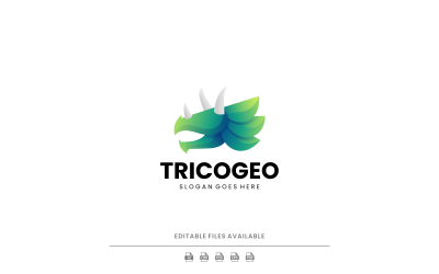 Design del logo moderno del triceratopo sfumato