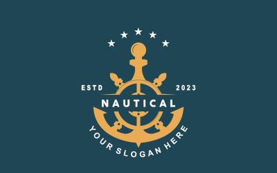 Fartygsroderlogotyp Maritim Vektor Enkel V6