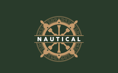 Fartygsroderlogotyp Maritim Vektor Enkel V8