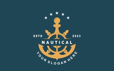 Logo del timone della nave vettore marittimo semplice V6