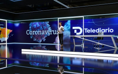 Nyhetsstudio och sändningsmodell i 3D