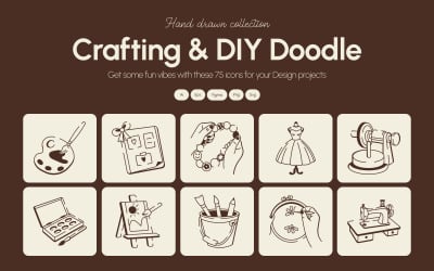 手工制作和 DIY 涂鸦图标集