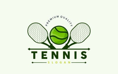 Tennis Logo Design Vector Simple Silhouette V10