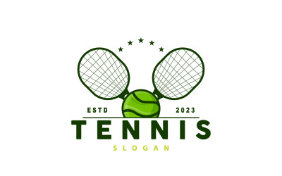 Tennis Logo Design Vector Simple Silhouette V9